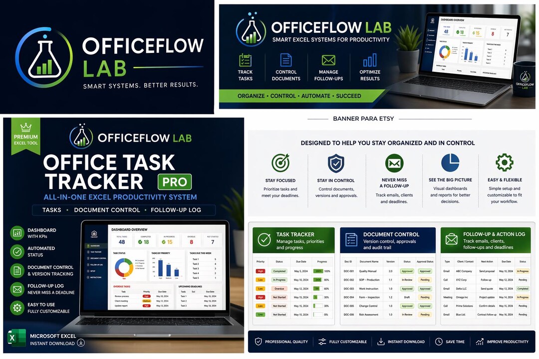 Excel Task Tracker Dashboard: Project Management, Document Control ...