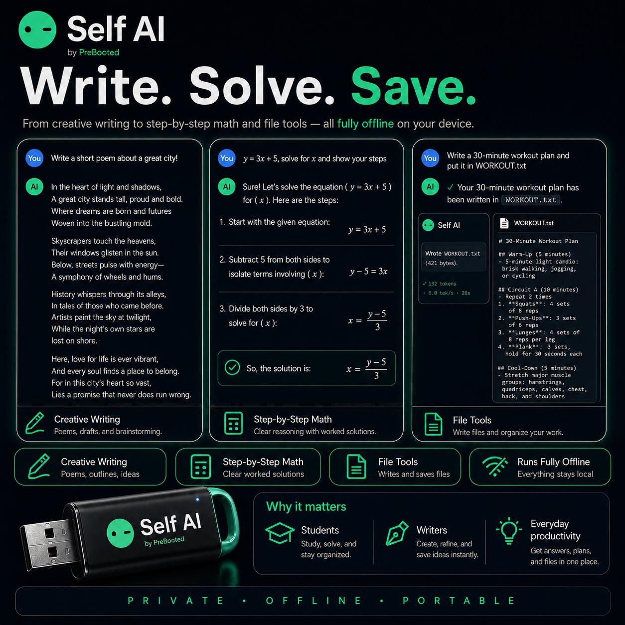 Self AI | Offline Local AI Anywhere | USB | Solve, Search, Write ...