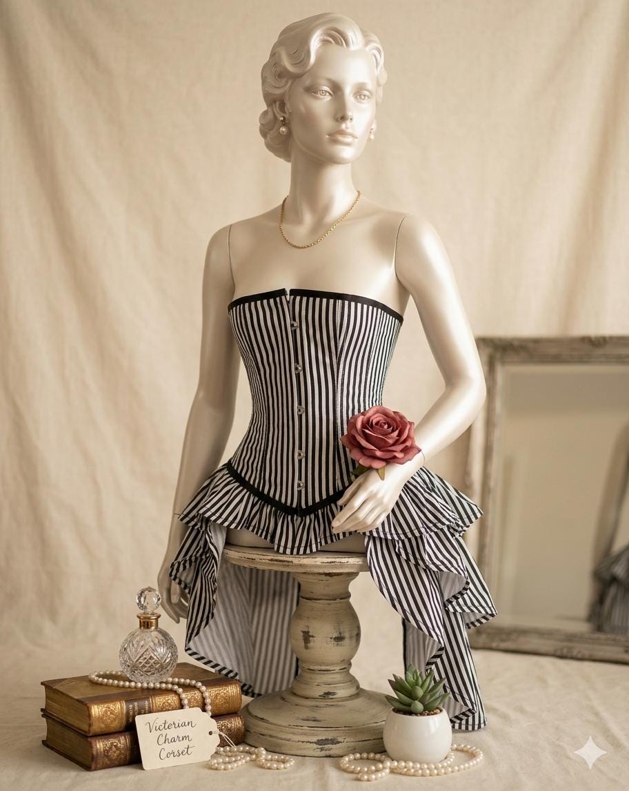 Black and White Striped Corset