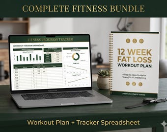 12 weken afslankpakket | Trainingsschema (pdf) + Fitness Tracker (spreadsheet) | Compleet fitnessprogramma | Direct te downloaden