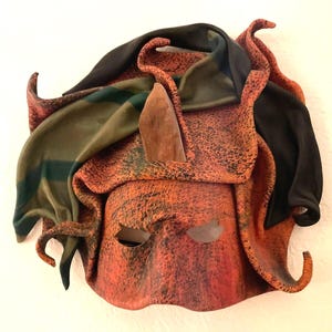 Hand Made Leather Masquerade / Mardi Gras Mask signed Costume Party Face Mask