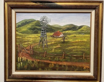 Vintage Original O/C Painting Southwest Rustic Landscape Signed Framed 26x22"