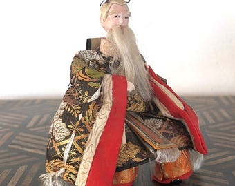 Vintage Japanese Ningyo Doll Elder Hina Doll Sitting 6"