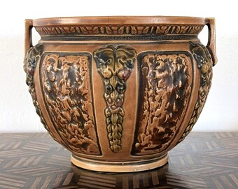 Roseville Florentine 1924 Vintage Art Pottery Brown Jardiniere Planter 602-7