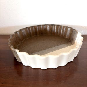 Vintage McCoy Brown Stripe Art Pottery Pie Pan Dish 8.5" x 2" Deep Quiche