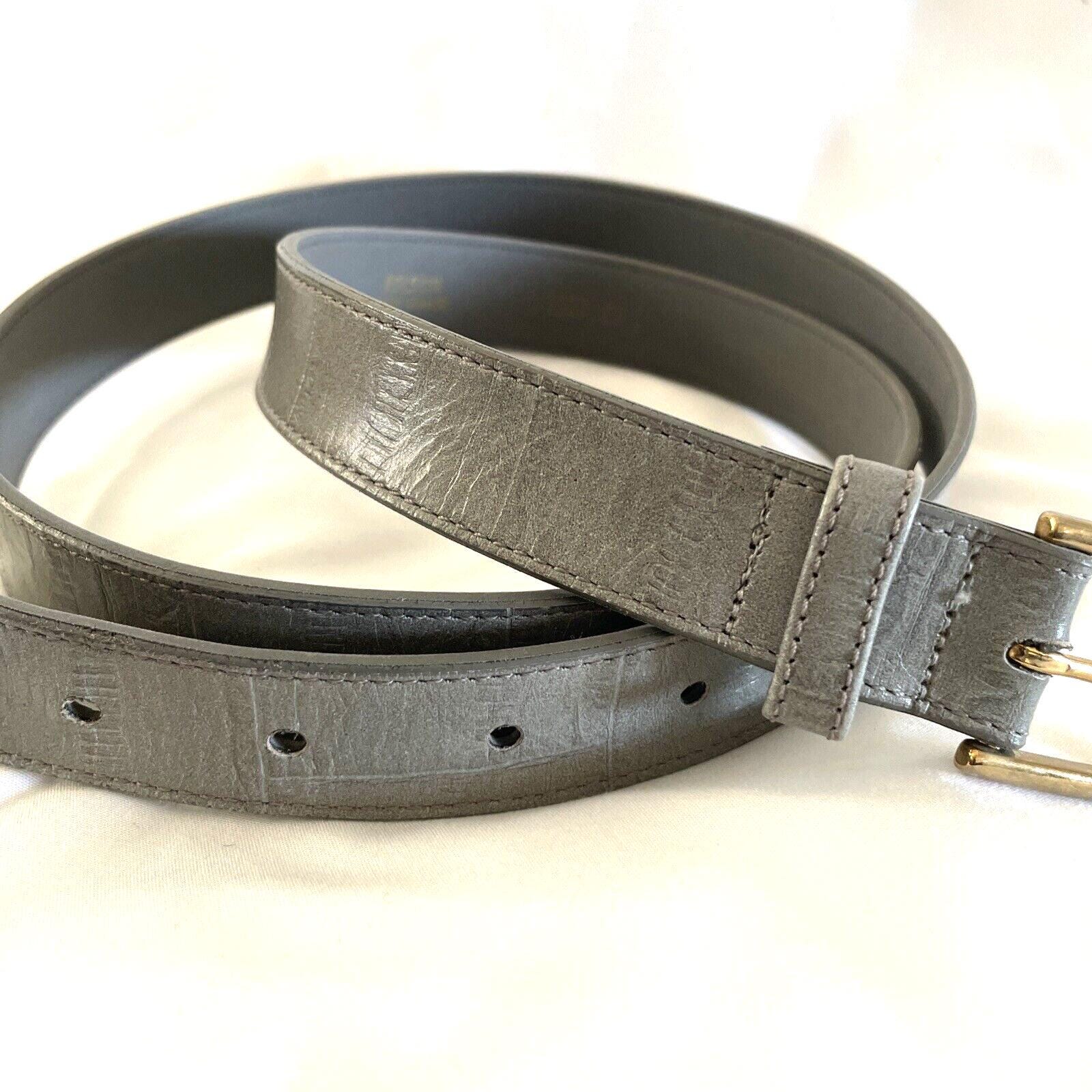 Vintage 1980s Eel Skin Belt Grey Gold Enamel Adjustable Buckle Silver Glam Wide Gray Vintage Belts for sale | eBay main image 4