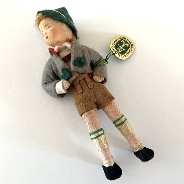 German LILIPUT BIEGE PUPPCHEN Ermey Cloth Boy Doll w Tag 1930-40's