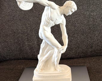 14" Discobolo Greenware Statue by SIMI Man with Discus Italy