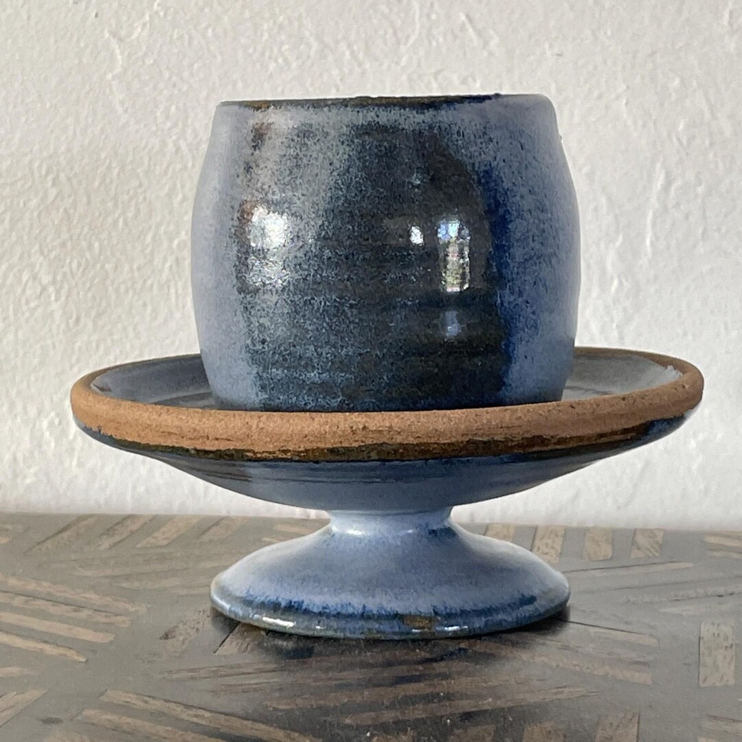 Small Hand Thrown Art Pottery Condiment Dish / Vase Blue Glaze 4" - Etsy