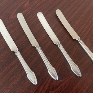 4 Alvin Silver Plate Molly Stark Dinner Knife / Knives Vintage 9.5&quot;