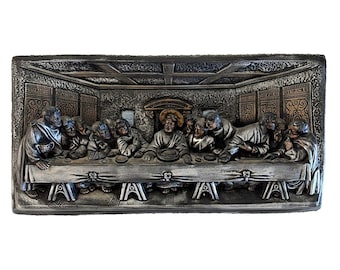 Vintage Jesus,The Last Supper, Plaster Wall Hanging 15x8"