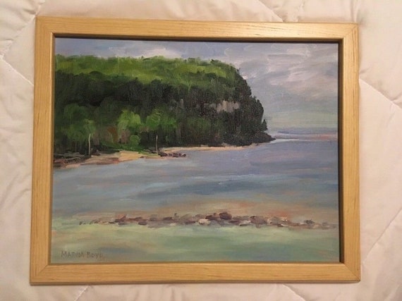 Vintage Door County Wi Landscape Oil Painting Marcia Boyd Northern Shoreline