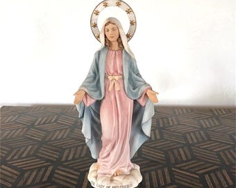 11" Statue of Our Lady of Medjugorje with Halo, Resin Composite by Veronese