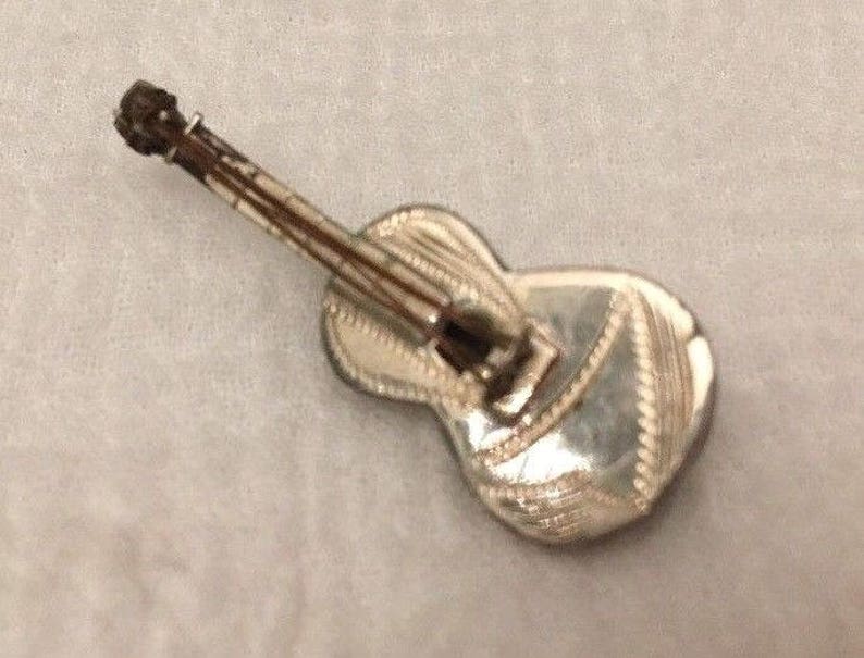 Vintage Sterling Silver GUITAR Brooch