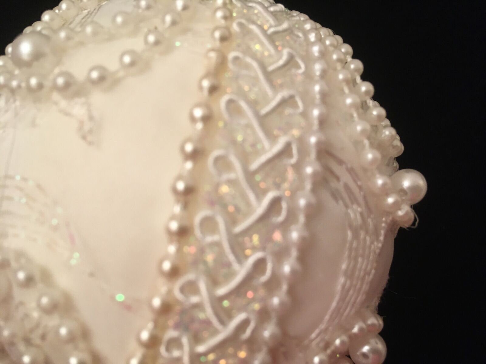 Set 2 Vintage Fabric Covered Styrofoam Balls White Pearl Etsy