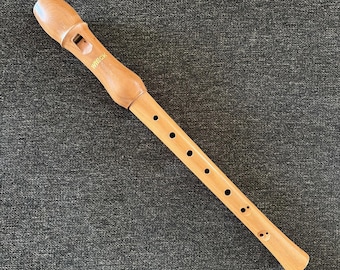 Vintage Wieck Cherry Wood Recorder Soprano Model Germany Double hole 13"