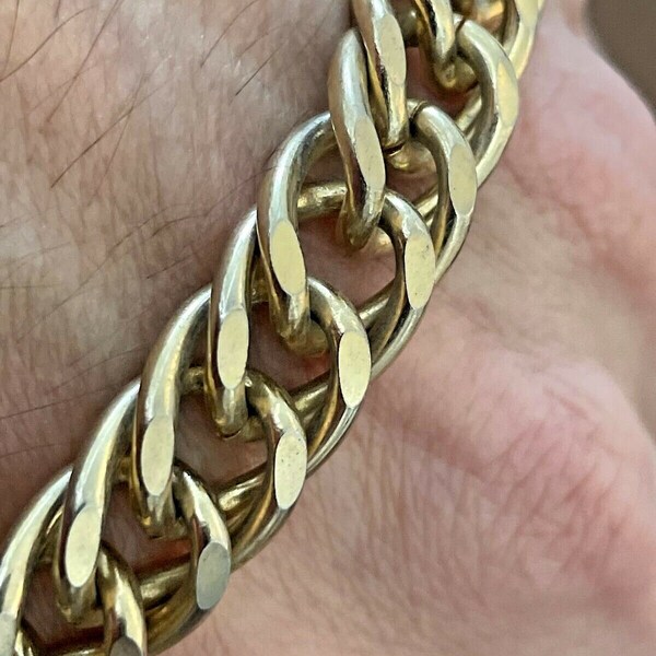 Chunky Gold Ribbed Link Bangle Bracelet main image 0