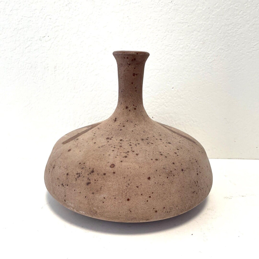 Unique Glaze Vintage 7x9" Hand Thrown Studio Art Pottery Squat Vase ...