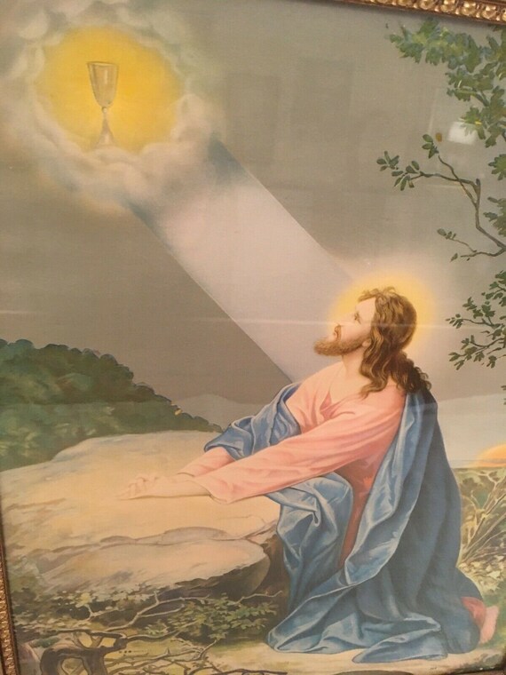 Agony in the Garden~Angel Jesus Gethsemane Religious~DIY Cross Stitch Pattern