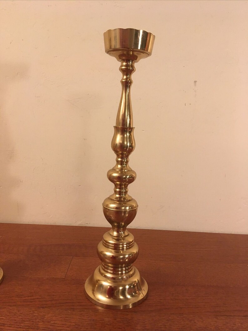 Pair Solid Brass Altar Candlestick Taper Candle Holders Etsy