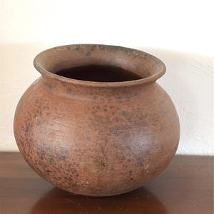 Vintage Clay Pottery Olla Rustic Pottery Pot Mexico 10x8"