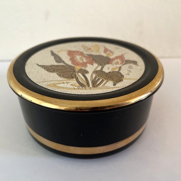 Himark Giftware The Art of Chokin Japanese Flower Butterfly Trinket Box Black