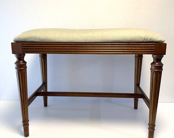 Vintage Upholstered Wood Vanity / Piano Bench