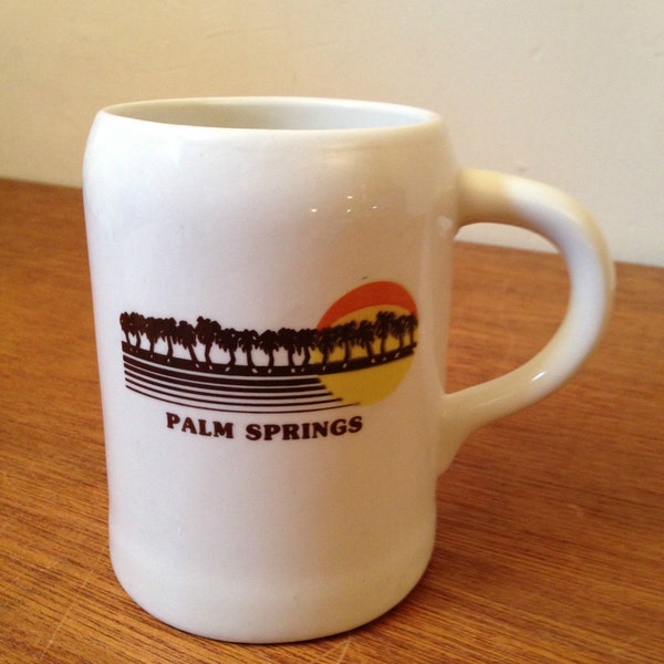Vintage PALM SPRINGS CA Retro mcm Tankard Beer / Coffee Mug 5"x3.75"