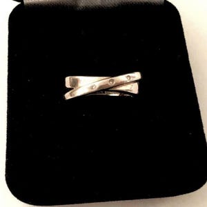NOS Sterling Silver Bypass Diamond Band Ring size 6 Ladies Men