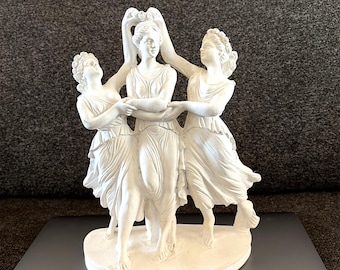 10" Greek Goddess Greenware Statue Three Graces Vintage