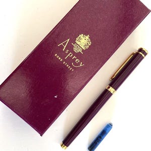 NOS Vintage Asprey Fountain Pen unused Purple and Gold