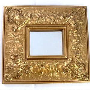 Rectangle Vintage Hollywood Regency Gold Gilt Wall Mirror 13x11.5"