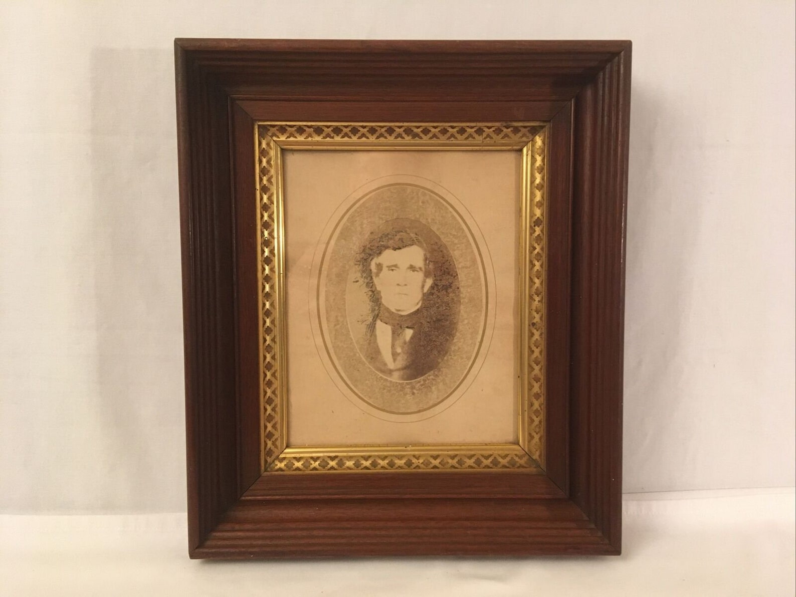 Antique Mahogany Picture Frame Gold Gilt Matt Male Portrait Etsy