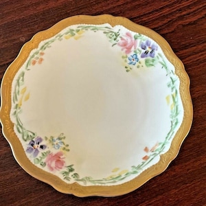 Antique Hand Painted Plate w Floral & Gold Rim Signed 1911 Austria