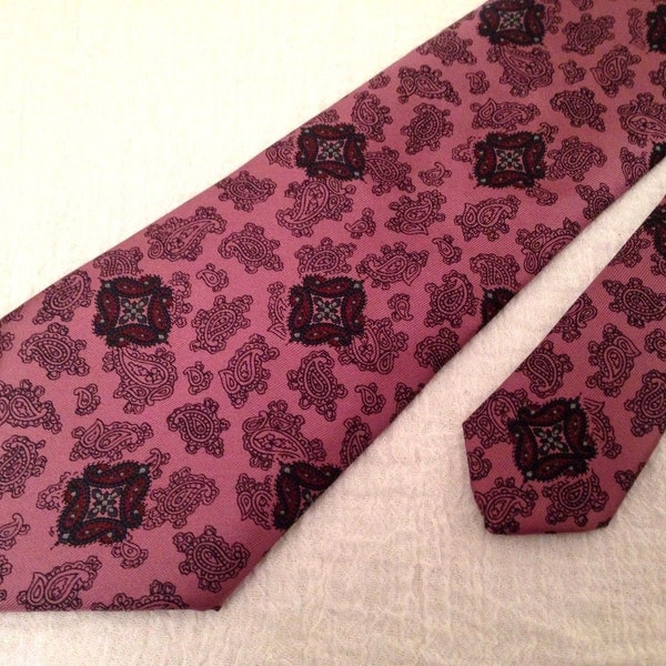 Violet w/ Paisley All Silk Retro NORSEMAN Mens WIDE TIE Psychedelic Vintage