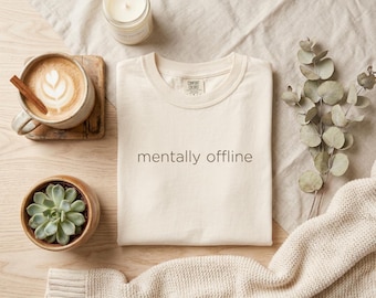 Camiseta "Mentalmente Desconectado" / Camiseta gráfica minimalista / Camiseta divertida sobre salud mental / Regalo para introvertidos / Ropa cómoda unisex