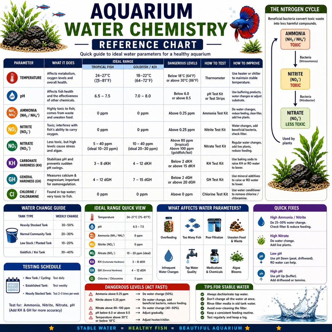 Easy - Aquarium Water Testing Chart (printable) - Etsy