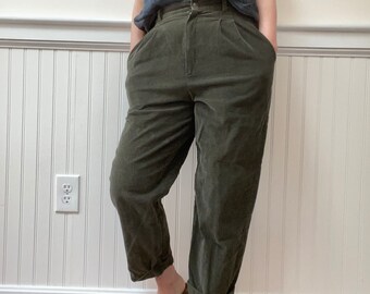 Vintage Briggs navy velour wide leg trouser with elastic waist size M petite