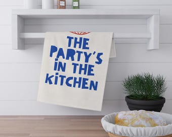 Paño de cocina con diseño de fiesta en la cocina, paño de cocina divertido, diseño de tomate con bola de discoteca, decoración retro para la cocina, regalo de inauguración de casa, paño de cocina bonito.