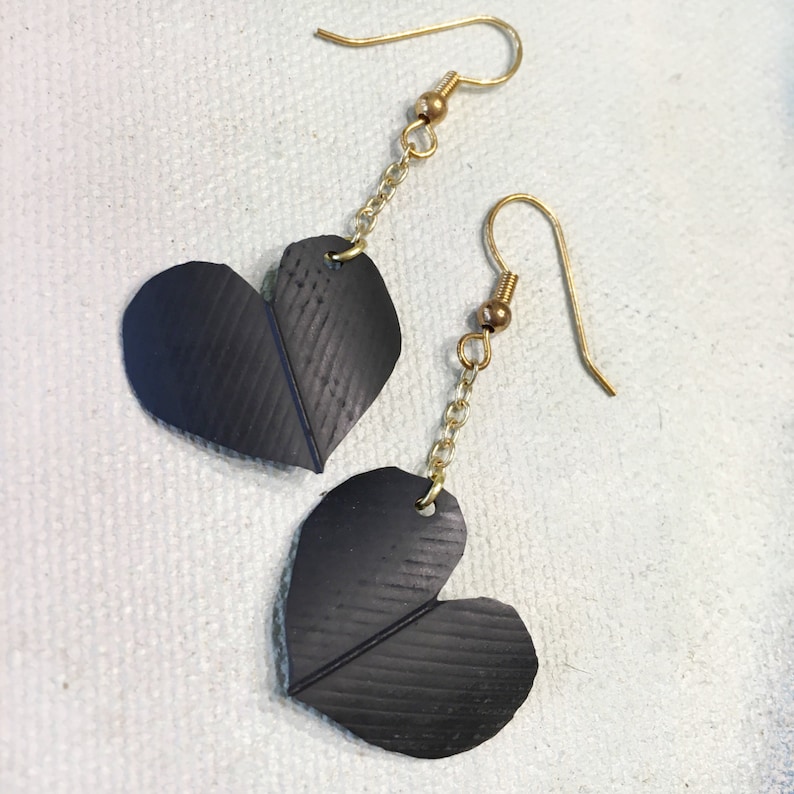 A CHROÍ Inner Tube Jewelry Heart Earrings Black Hearts Eco Etsy