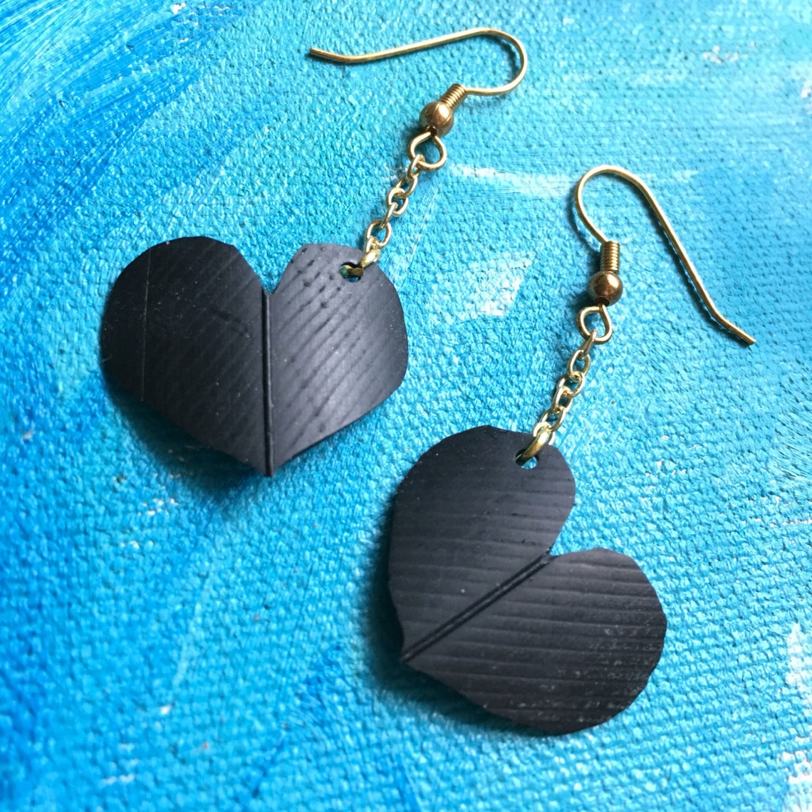 A CHROÍ Inner Tube Jewelry Heart Earrings Black Hearts Eco Etsy