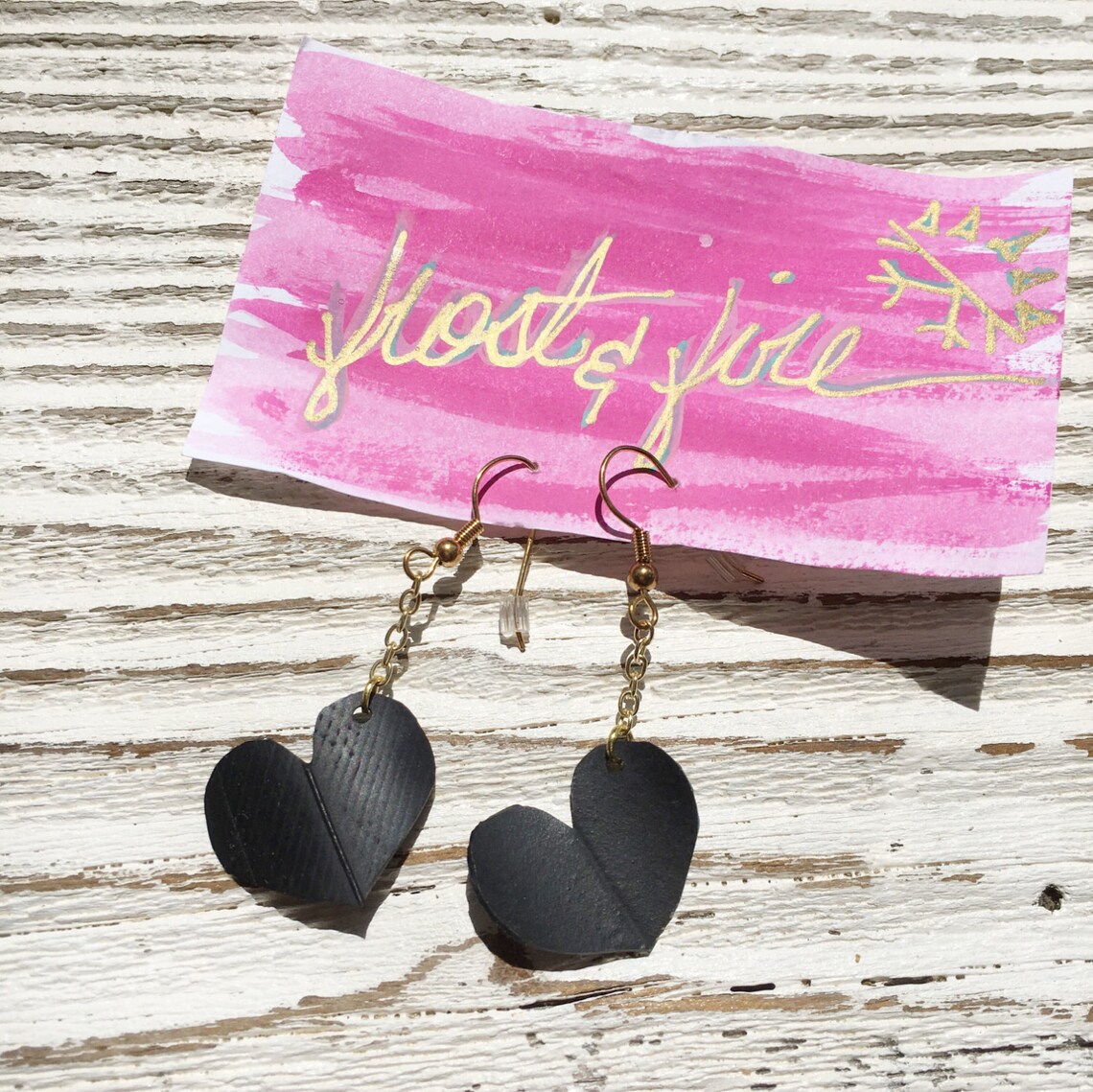 A CHROÍ Inner Tube Jewelry Heart Earrings Black Hearts Eco Etsy