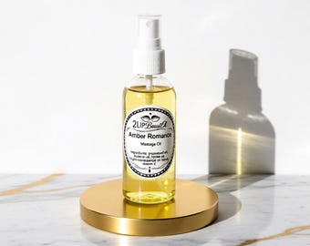 Amber Romance Massage Oil Spray with Vitamin E, Coconut Oil, Grapeseed, & Jojoba
