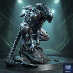 Cyber ​​Xenomorph 3D-utskriftsfil Digital modell STL-nedladdning