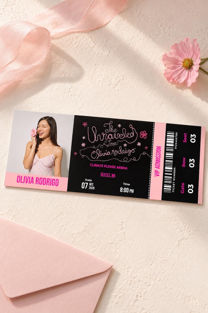 Pledge Cards Samples Olivia Rodrigo Unraveled Tour Ticket Canva Template, Editable Concert ...