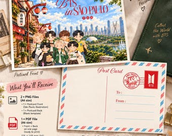 BTS Arirang in São Paulo – Aquarell-Postkarte – Konzert-Erinnerungsstück – Kostenloser digitaler Download (PNG, PDF)