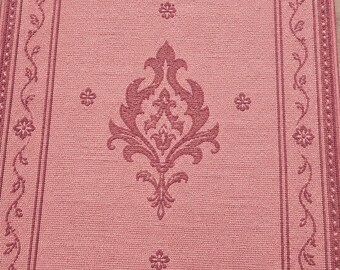 Handgeknüpfter Wollteppich – Zartrosa türkischer Blumenteppich, Teppich im Vintage-Stil