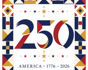 America 250th Quilt Print – Patriotic Wall Art (Digital Download)