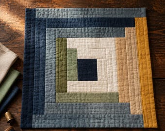 Log Cabin Mini Quilt Pattern, Beginner Friendly Clockwise Block (PDF Download)