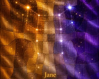Gemini Constellation Bojagi Art Print | Korean Patchwork Custom Zodiac (Digital Download)
